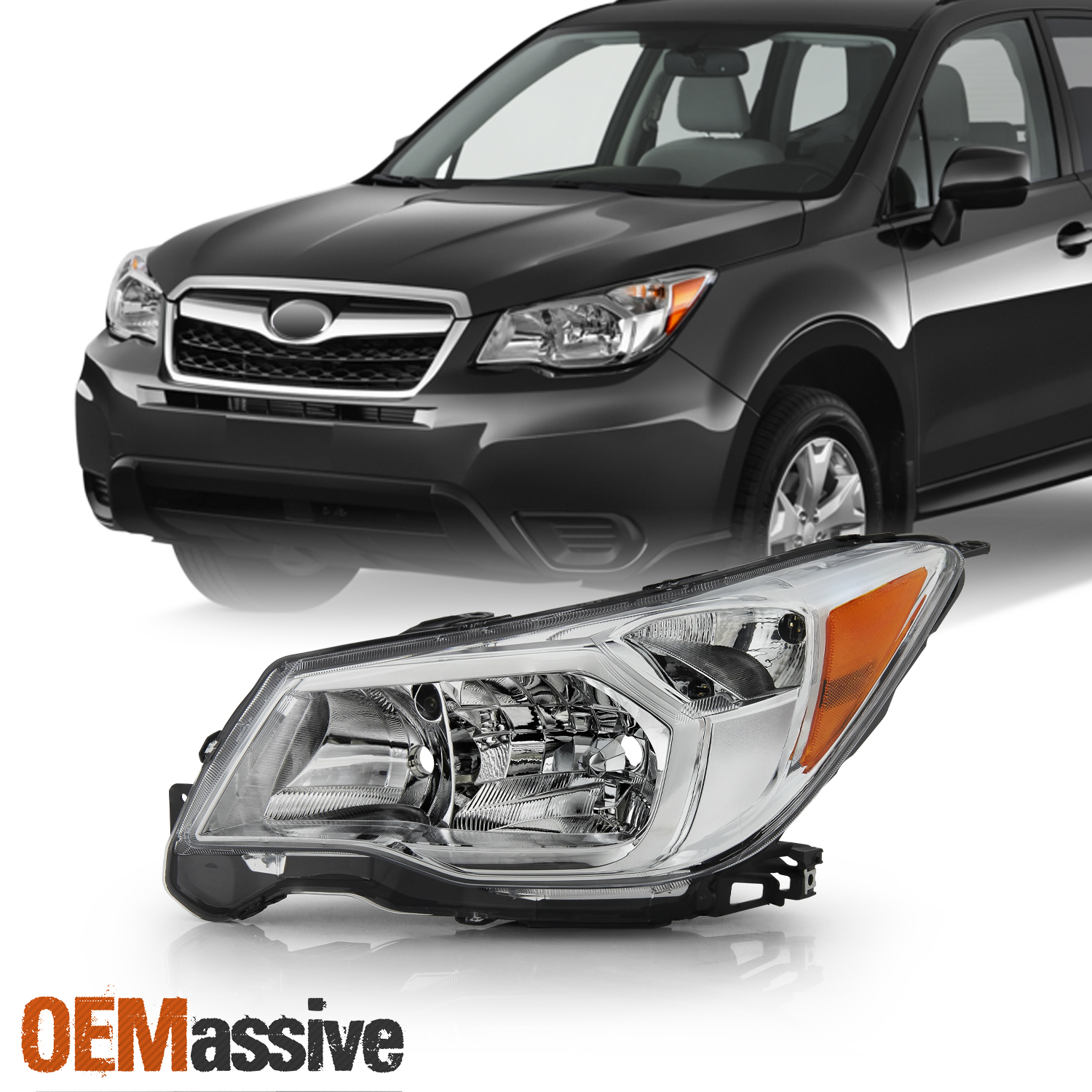 Fit 20142016 Subaru Forester OE Halogen Style Chrome Headlights